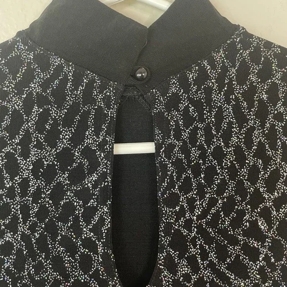 Vintage Geneva Sleeveless Glitter Top Stretch High Slit Mandarin Collar Small - Picture 12 of 16